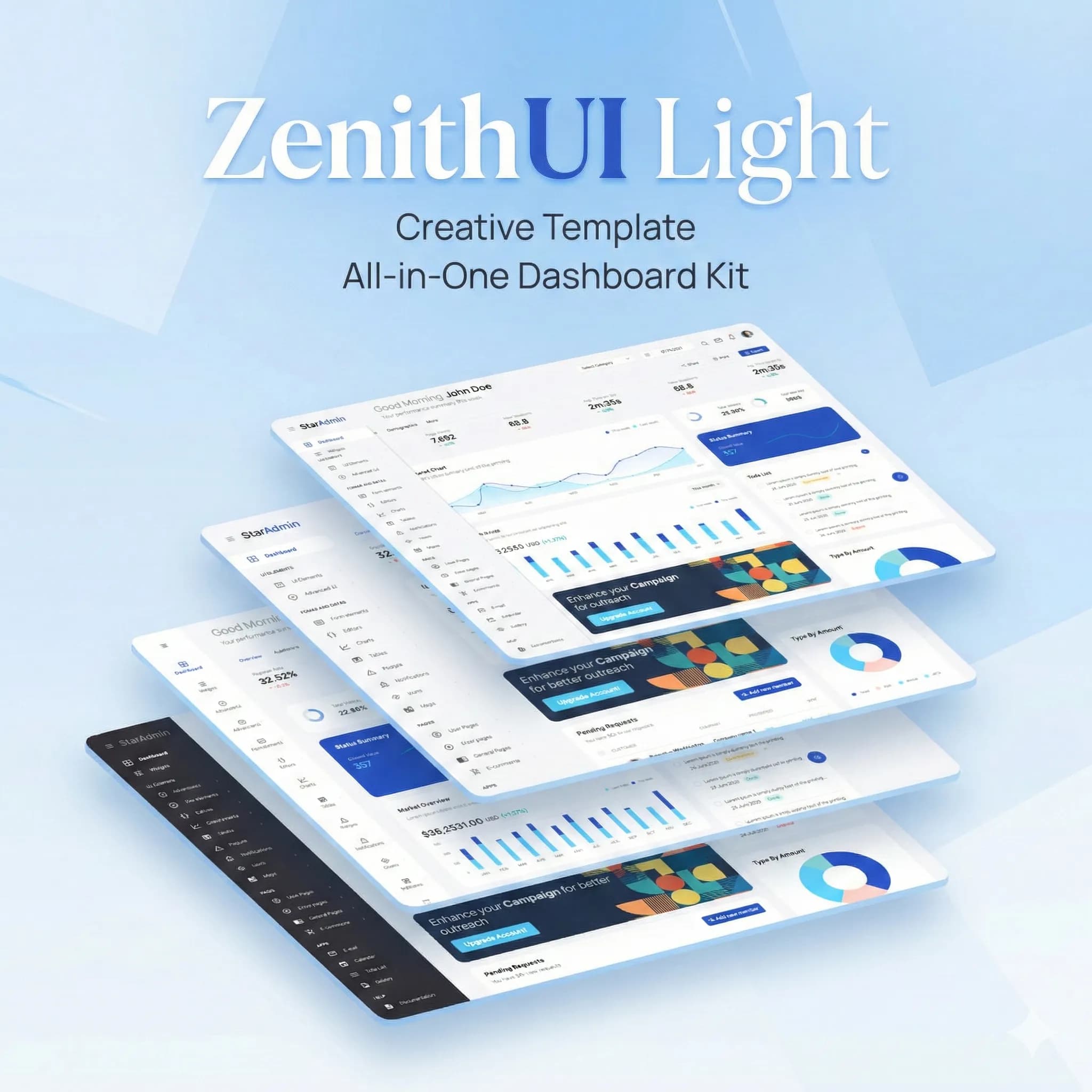 ZenithUI Light - Minimal Dashboard